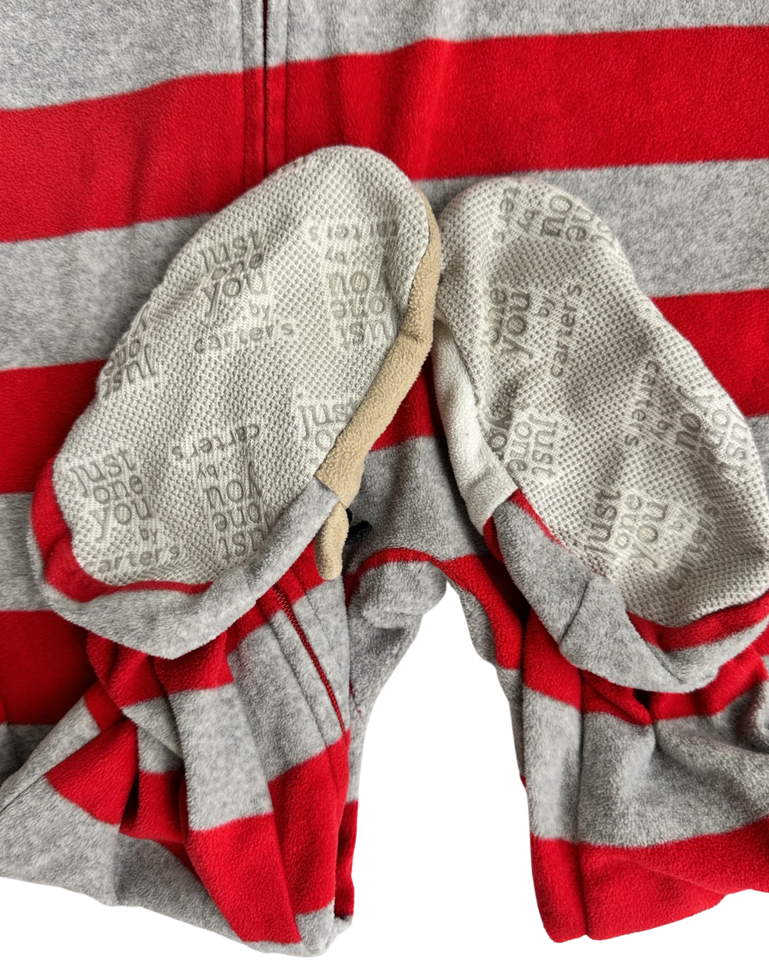 2T Toddler Boy Carters Fleece Red / Gray Striped Christmas PJs