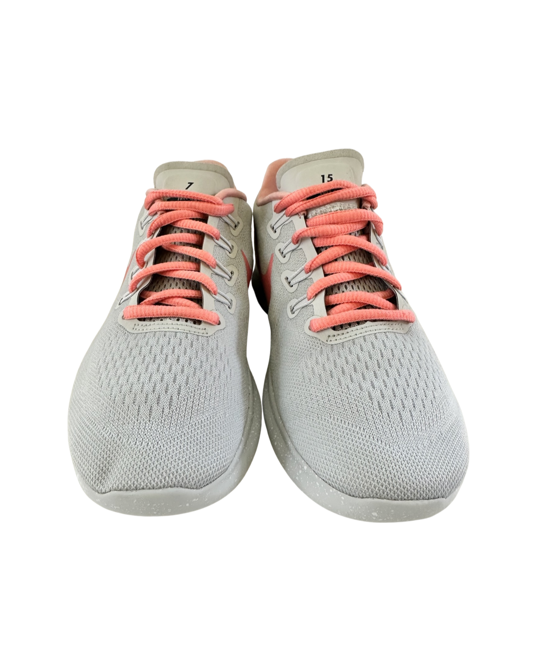 Women’s Size 6.5 light Gray & Coral Nike ID Athletic Tennis Shoes