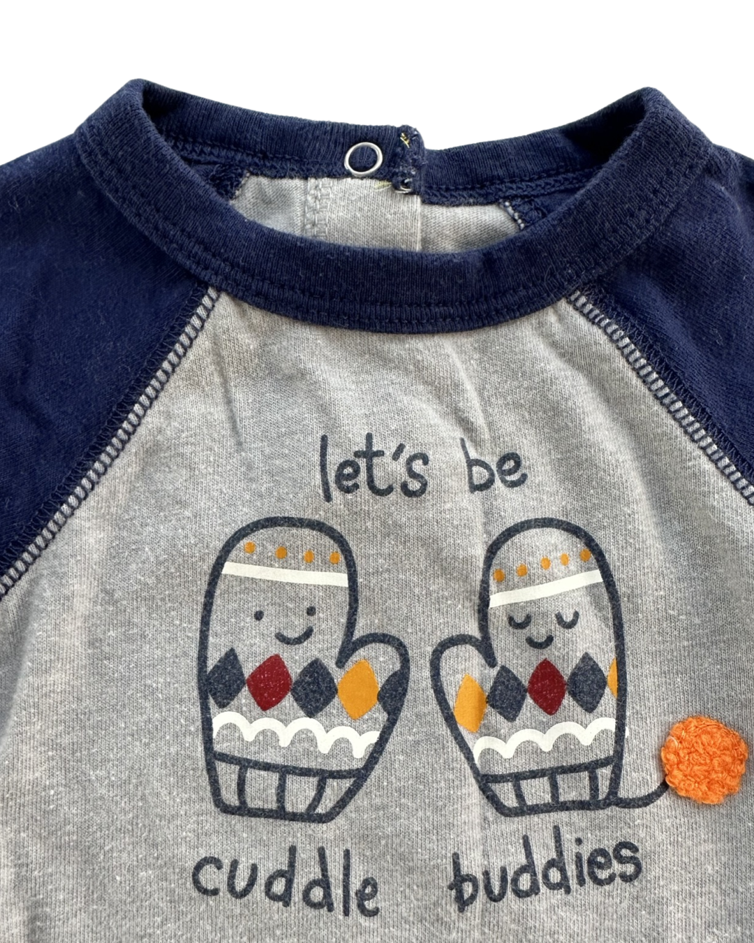 0-3M Baby Boy Cat & Jack Winter Cuddle Buddies Mitten Long Sleeve Onesie