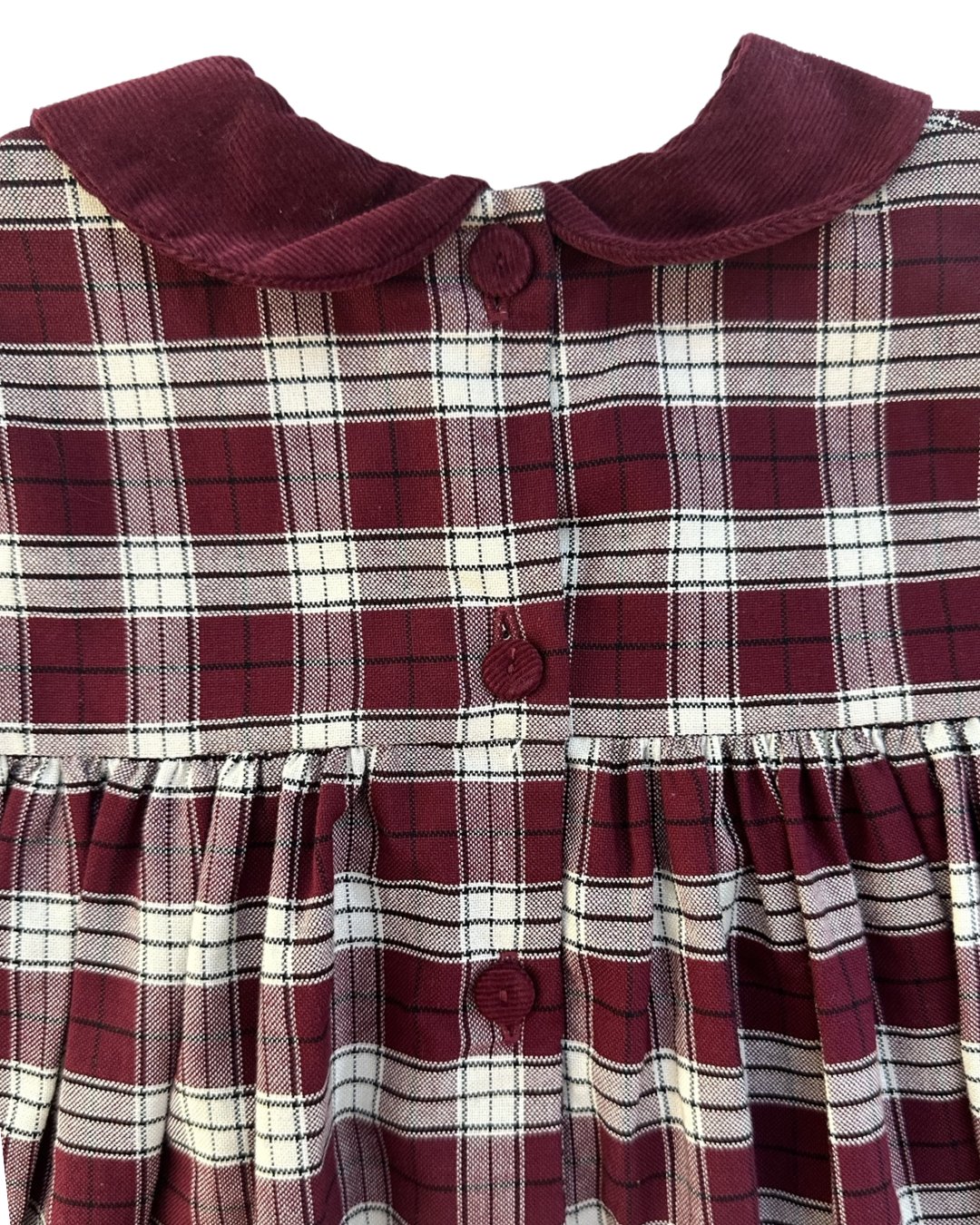 6M Baby Girl Classic Strasburg Maroon Plaid Peter Pan Collar Fall / Winter Dress