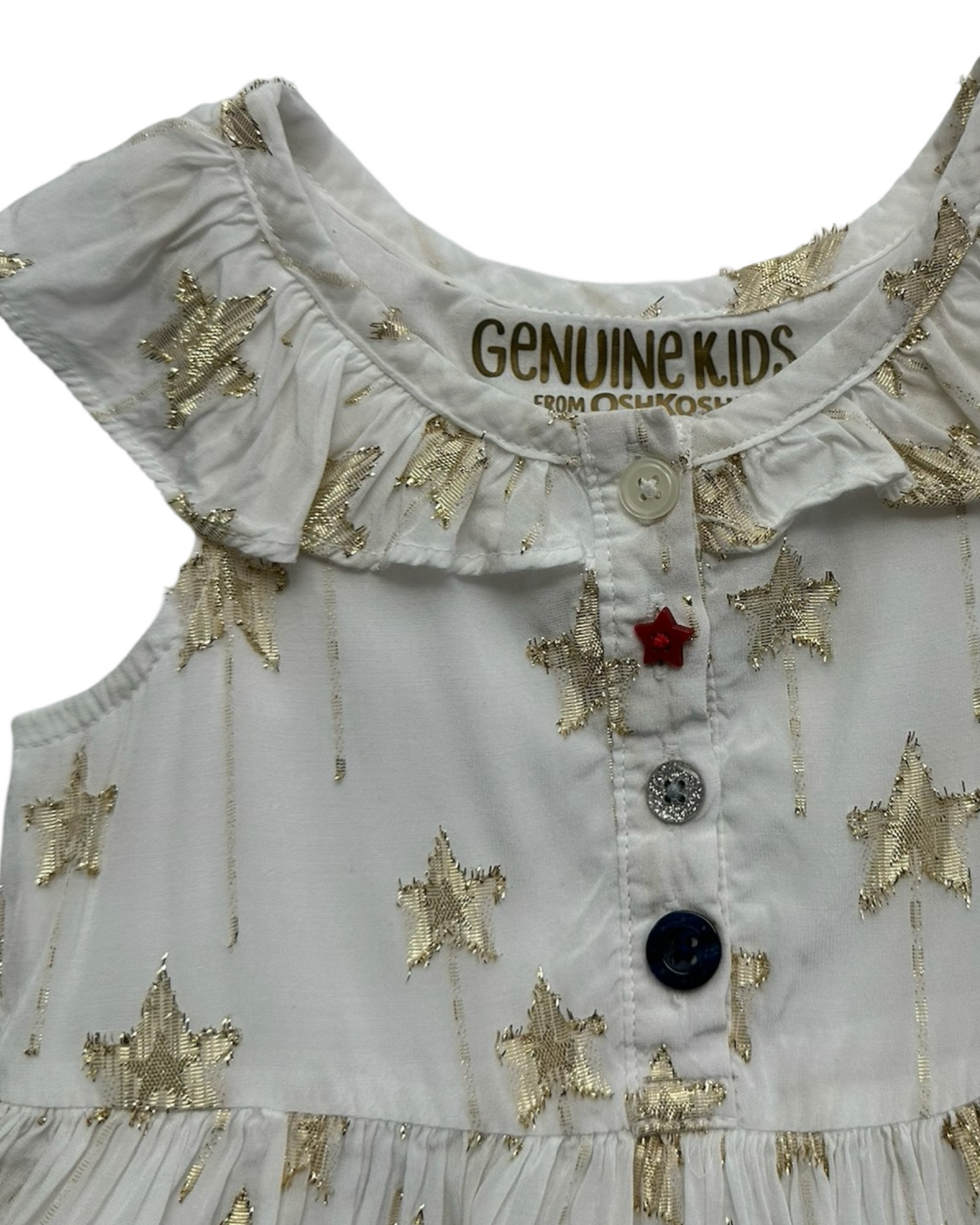 12M Baby Girl OshKosh Genuine Kids Gold Star White Patriotic Dress