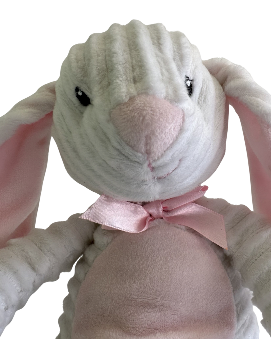 FAO Schwarz 12" Chenille White & Pink Bunny stuffed animal plush Easter spring