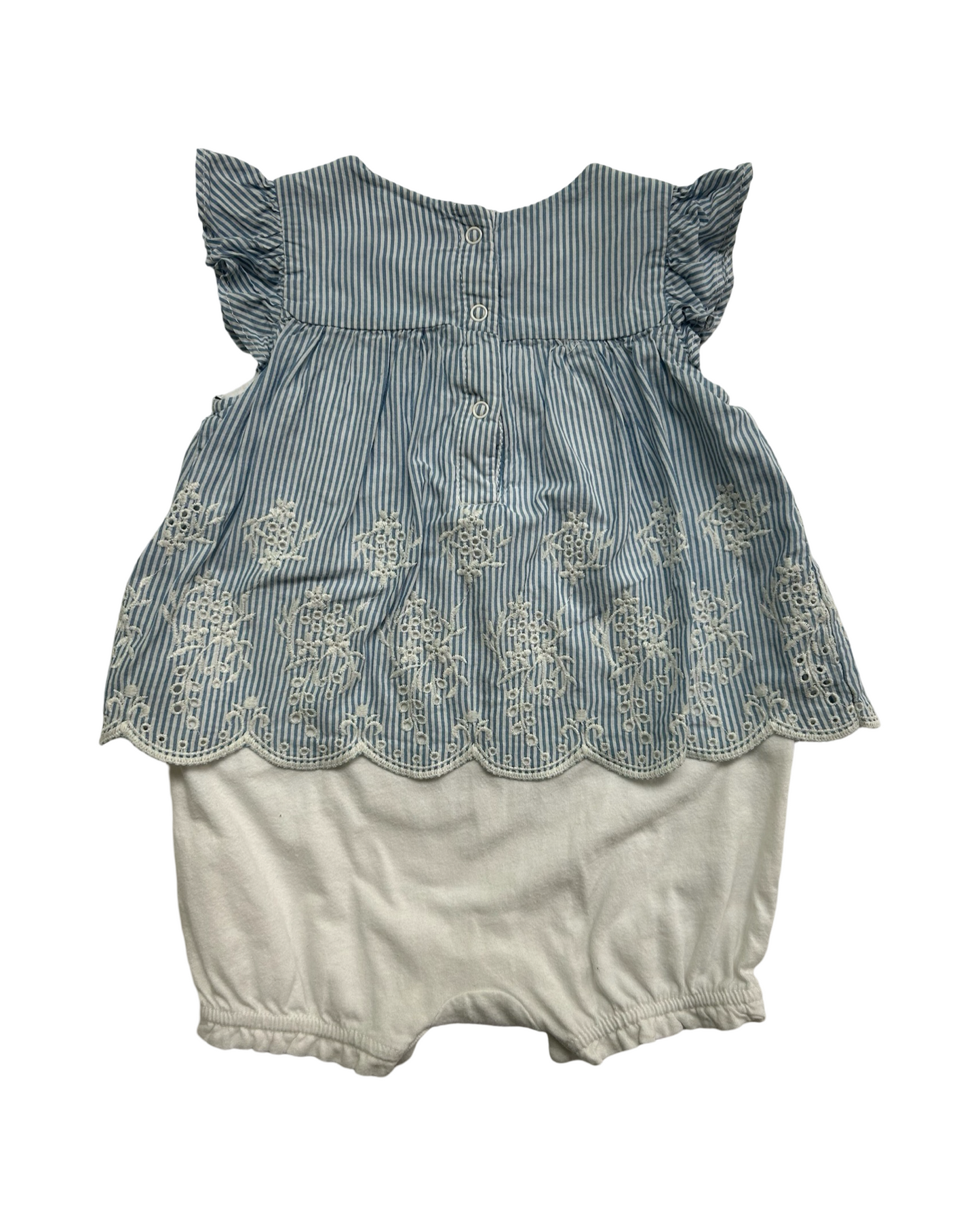 3-6M Baby Girl Baby Gap Blue and White Striped Romper