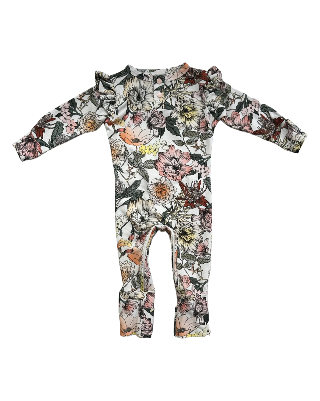 0-3M Baby Girl Snuggle Hunny Organic Cotton Floral Romper / Sleeper