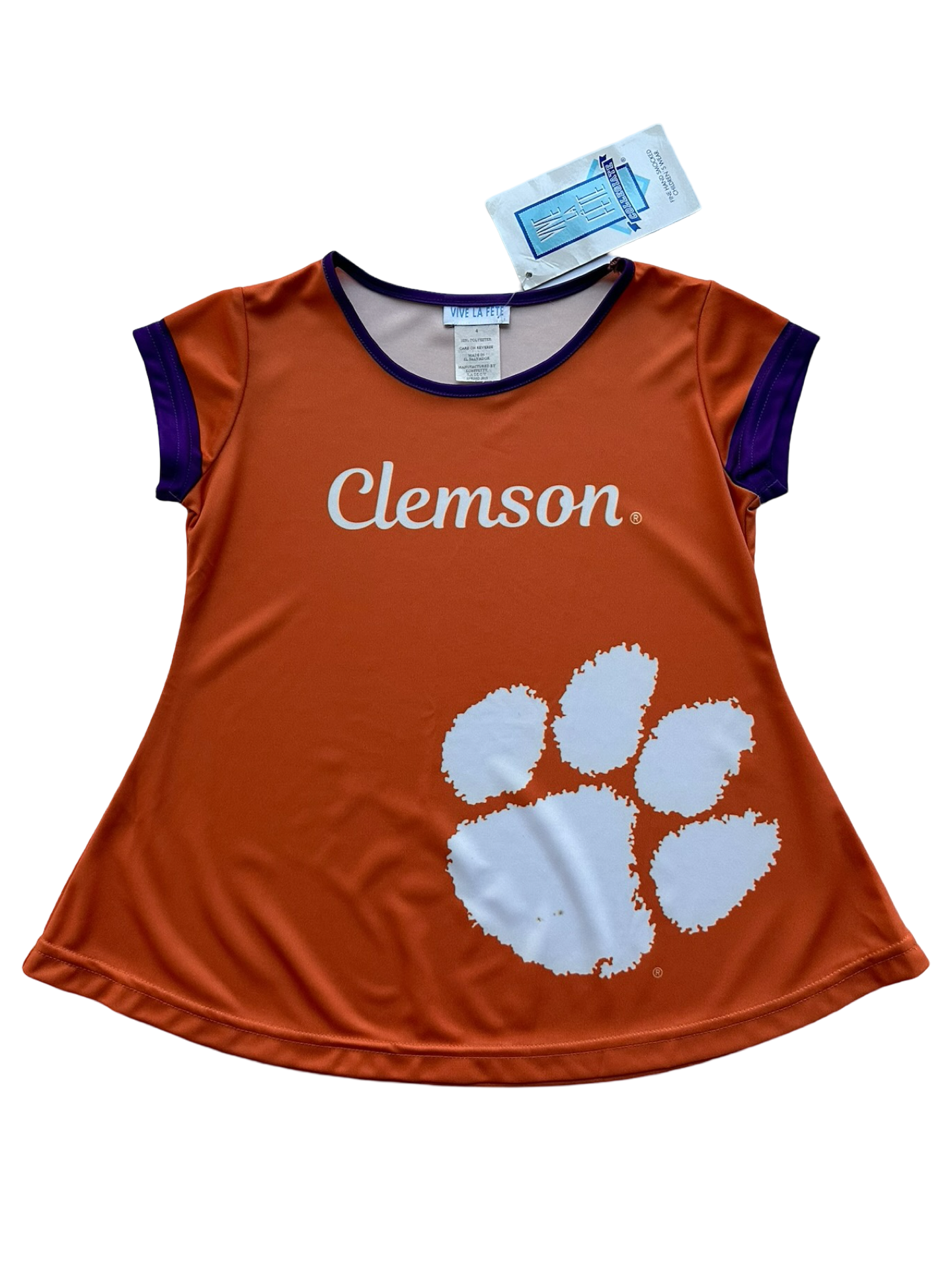 4T Toddler Girls Vive La Fete T-Shirt Clemson Tigers Big Logo Short Sleeve Laurie Top.
