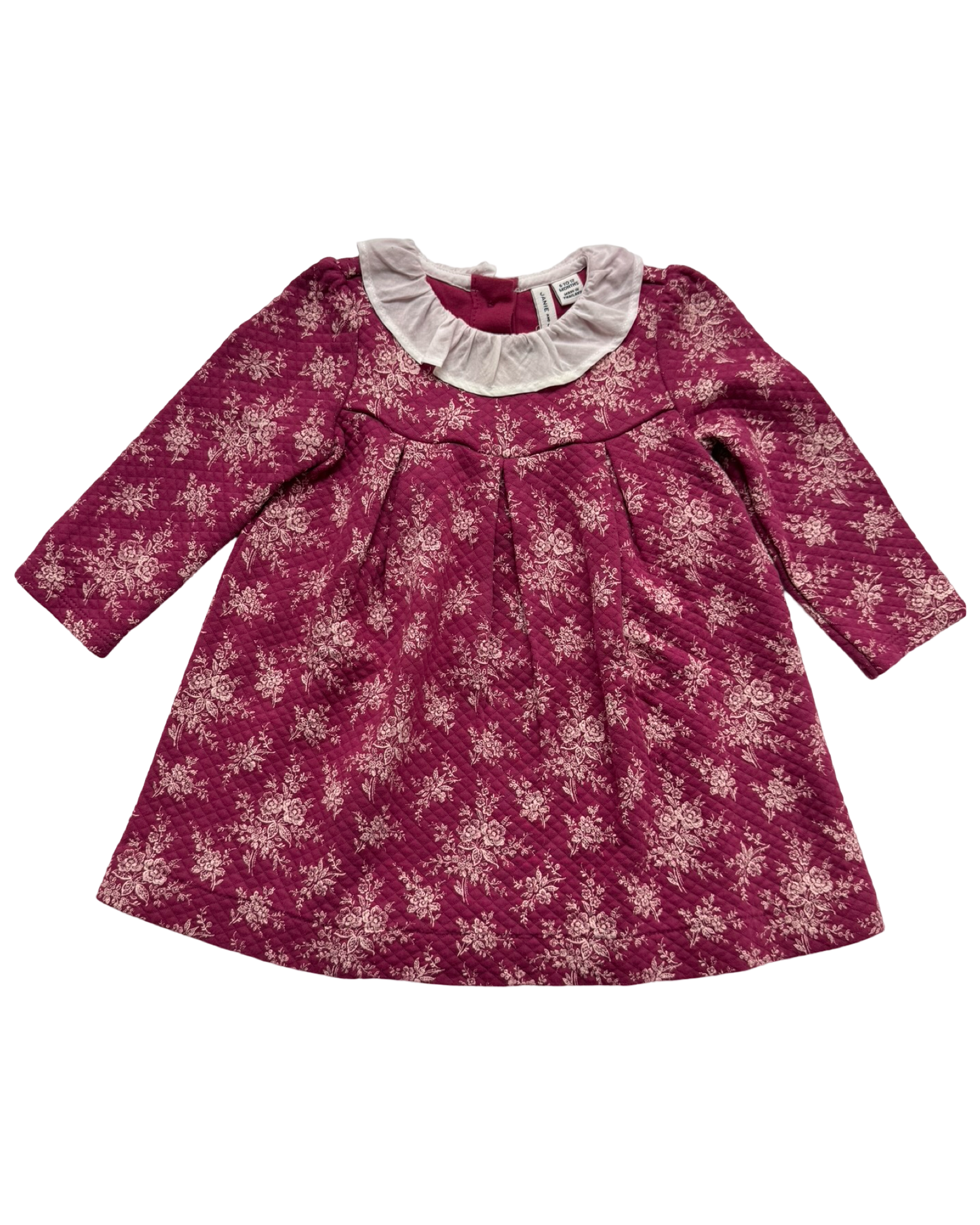 6M -12M Baby Girl Janie & Jack Quilted Floral Long Sleeve Dress