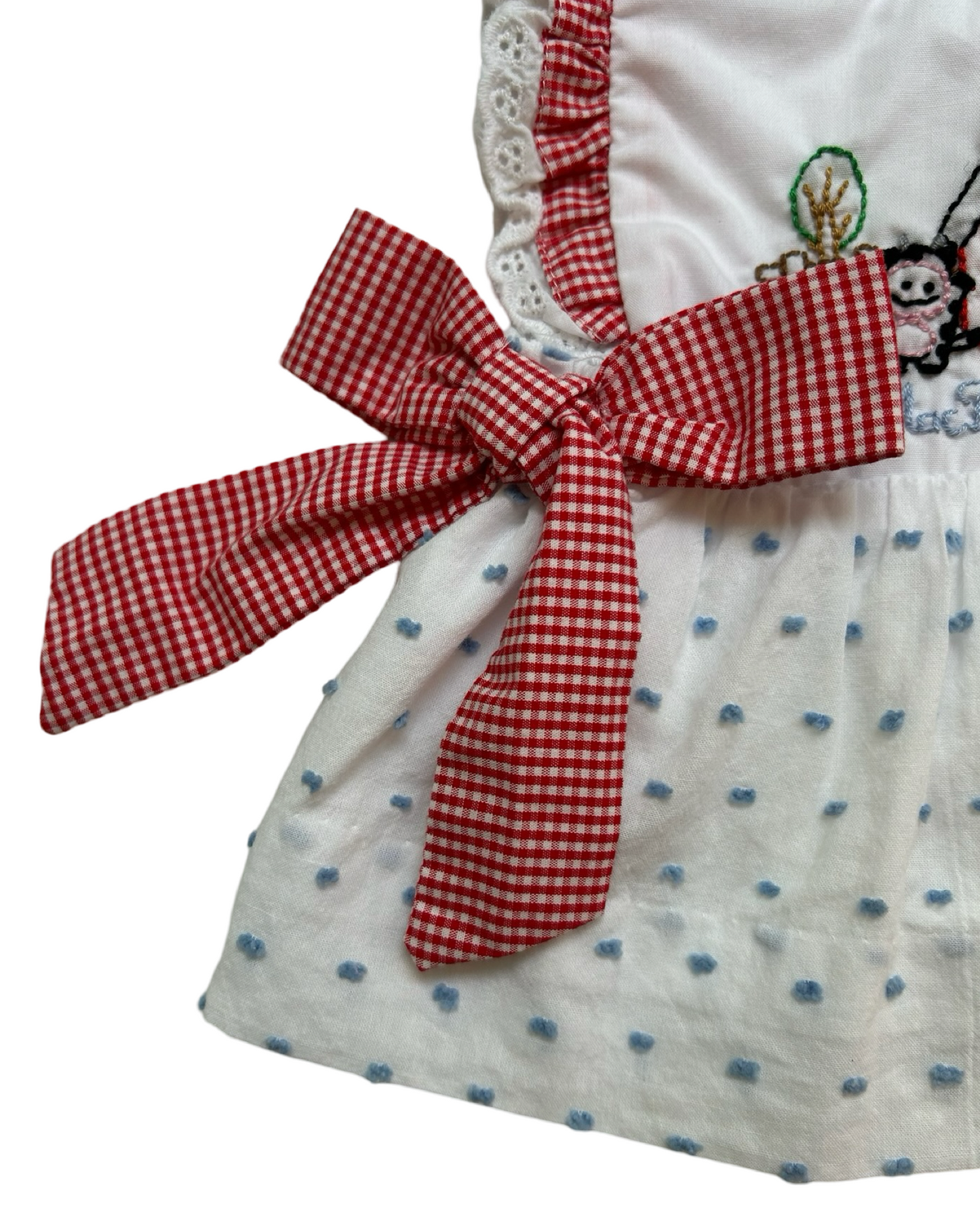 NB Baby Girls Sugar Dumplin Embroidered Farm With Diaper Cover Ruffle. 2 Pieces Set.