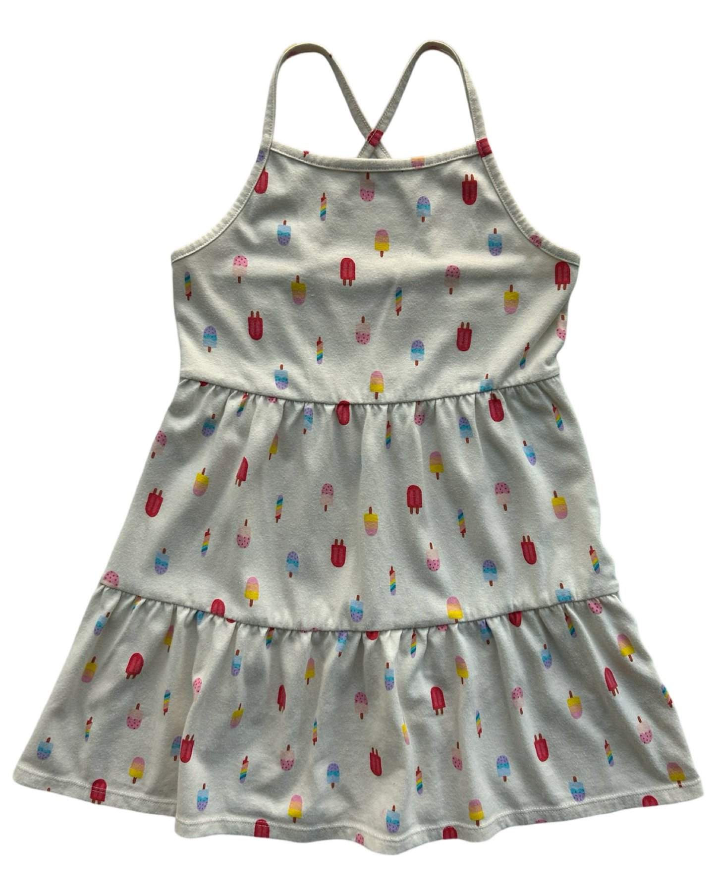 S 6-7Y Toddler Girls Cat & Jack Popsicle Print Cotton Tank Dress.
