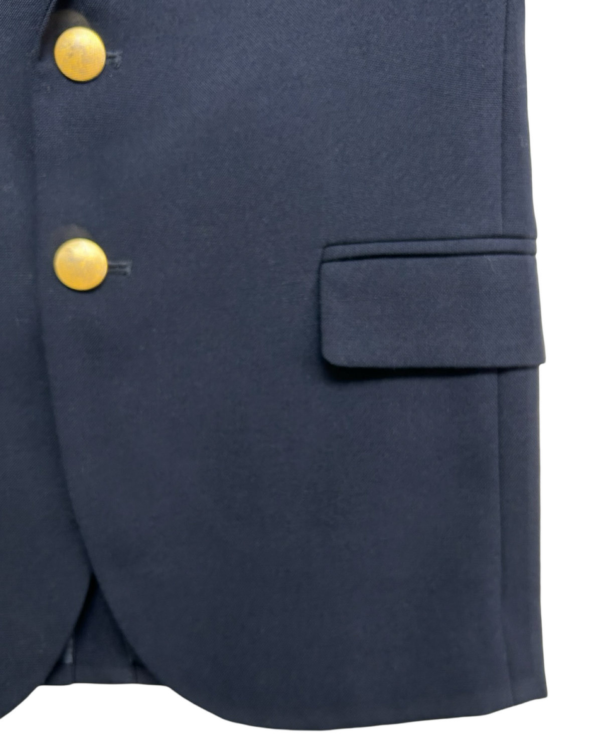 10Y Young Boys Lands’ End Blazer Jacket Navy Blue 45% Wool Lined Brass Buttons.