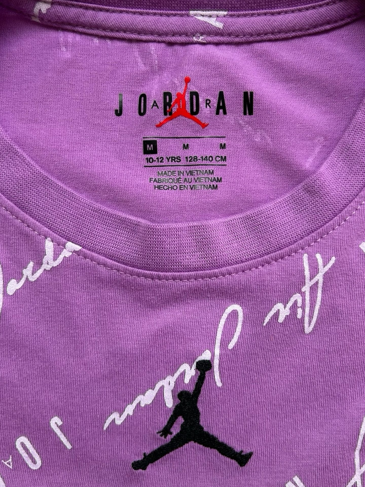 M 10-12Y Young Girls Jordan Jumpman Air Short Sleeve Top Shirt.