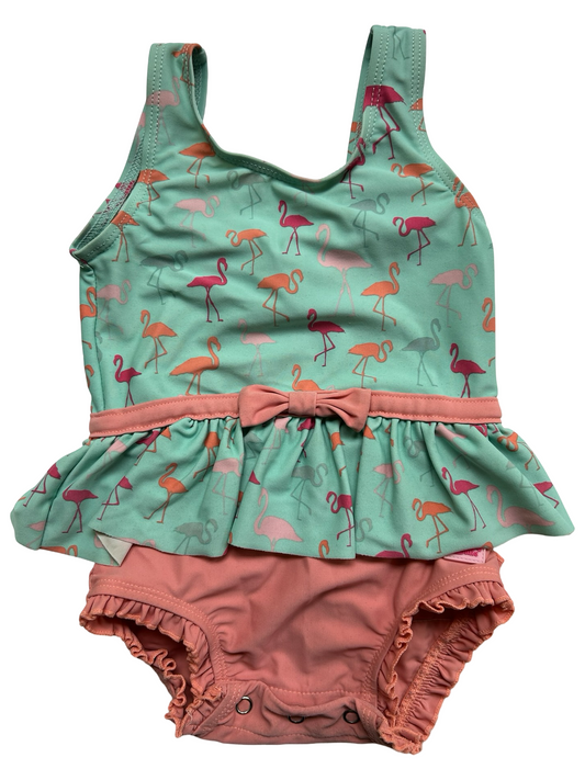 6M-12M Baby Girls RuffleButts Cute Flamingo RashGuard Swim Suit