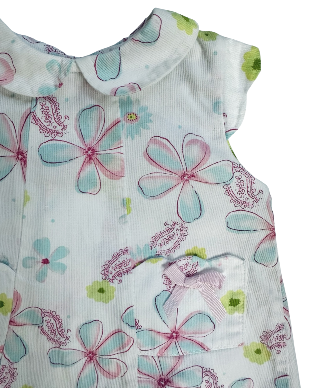 6M Baby Girl Laura Ashley White Collared Pink Floral Dress with Matching Bloomers