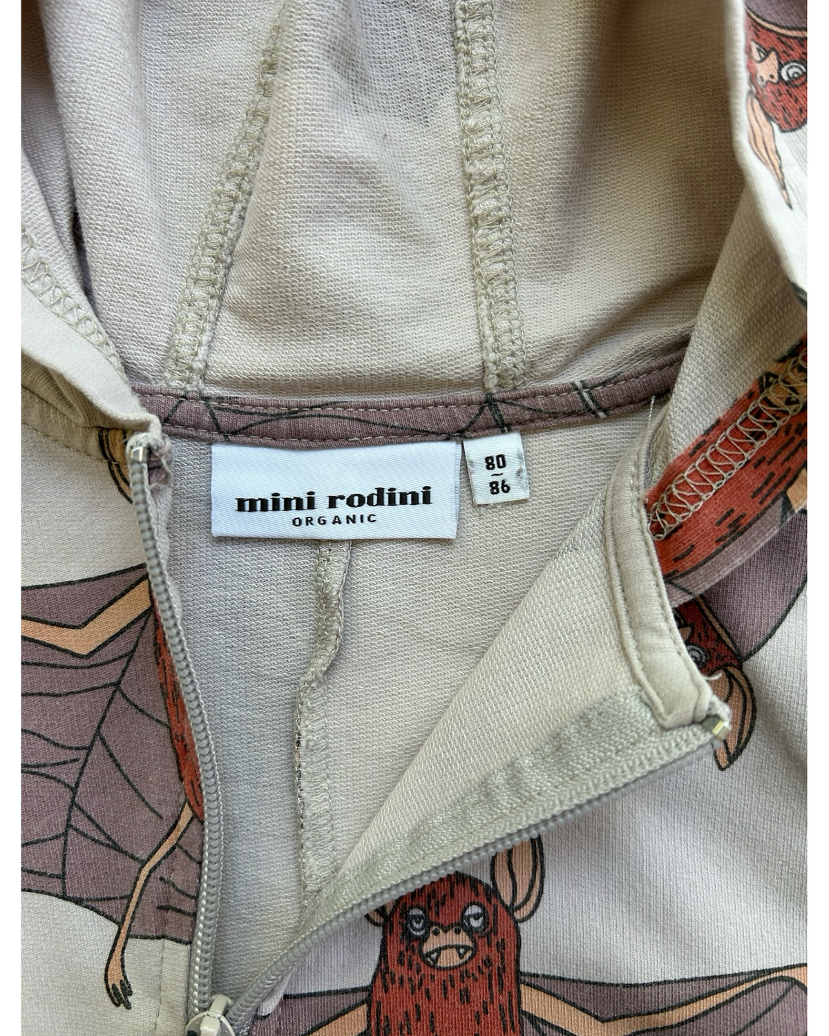 80-86 Baby Boys Mini Rodini Zipper Jumpsuit Bat Design. Approximate Age: 9-18 Months