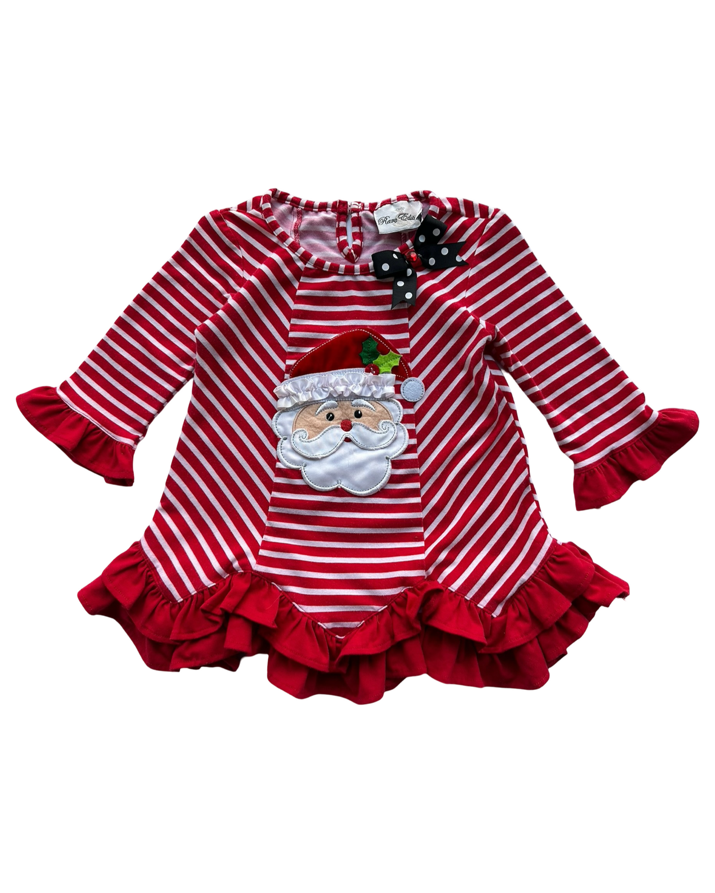 4T Toddler Girl Rare Editions Holiday Tunic Top Striped Christmas Santa Claus 🎅.