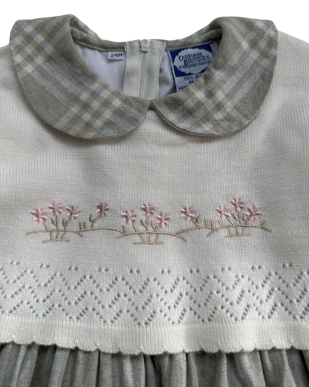 24M Baby Girl Carriage Boutiques Plaid Long Sleeve Sweater Dress