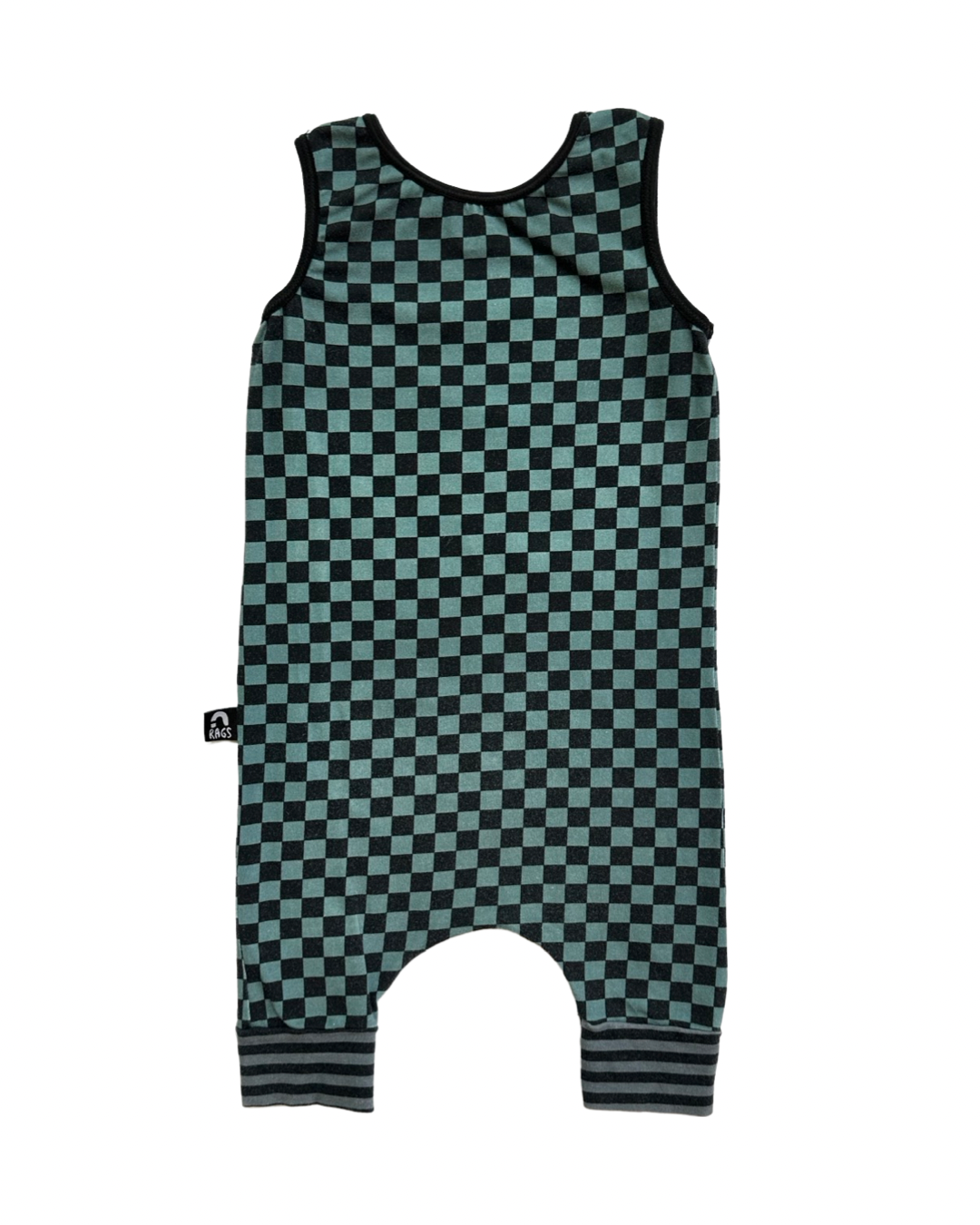 18-24M Baby Boy RAGS to Raches Rock Paper Scissors Green & Black Checked Shortie Romper (Copy)