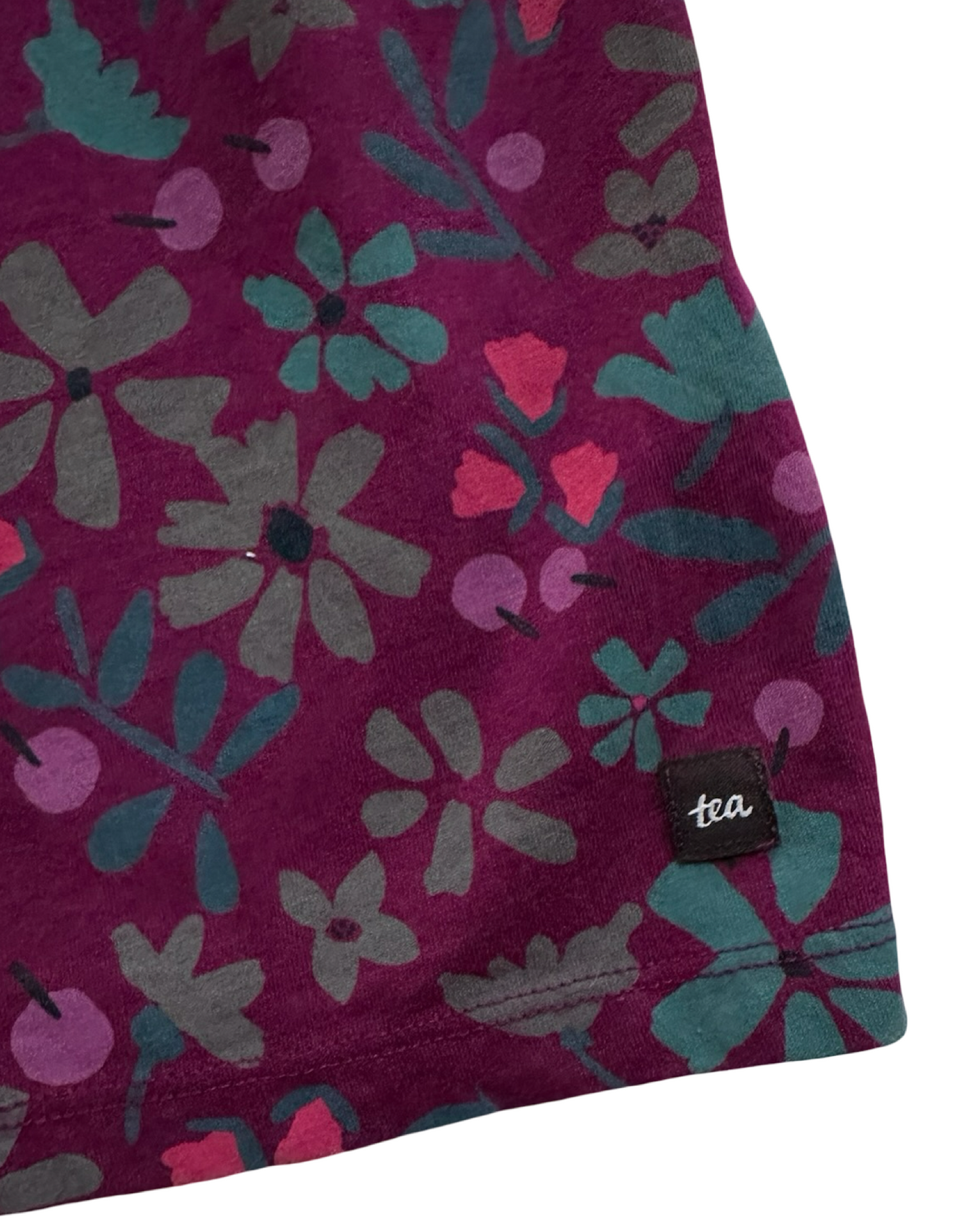 6T Toddler Girls Tea Collection Floral Wrap Neck Long Sleeve Dress.