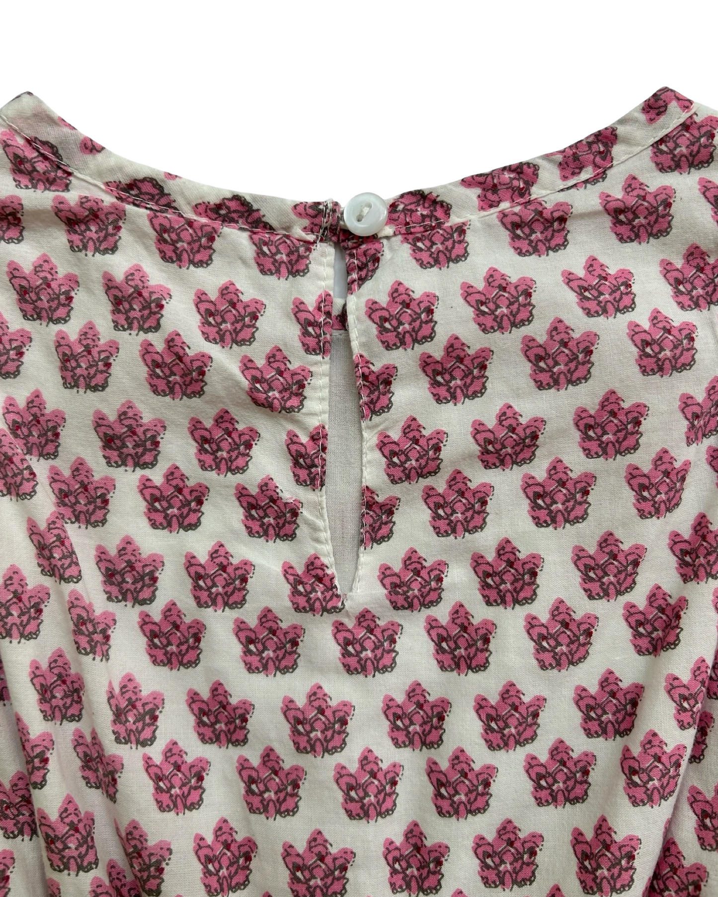 4 Toddler Girls Trade Indian Printed Cotton Dress With Pom - Pom Trim, Cool Dry, Quick Dry
