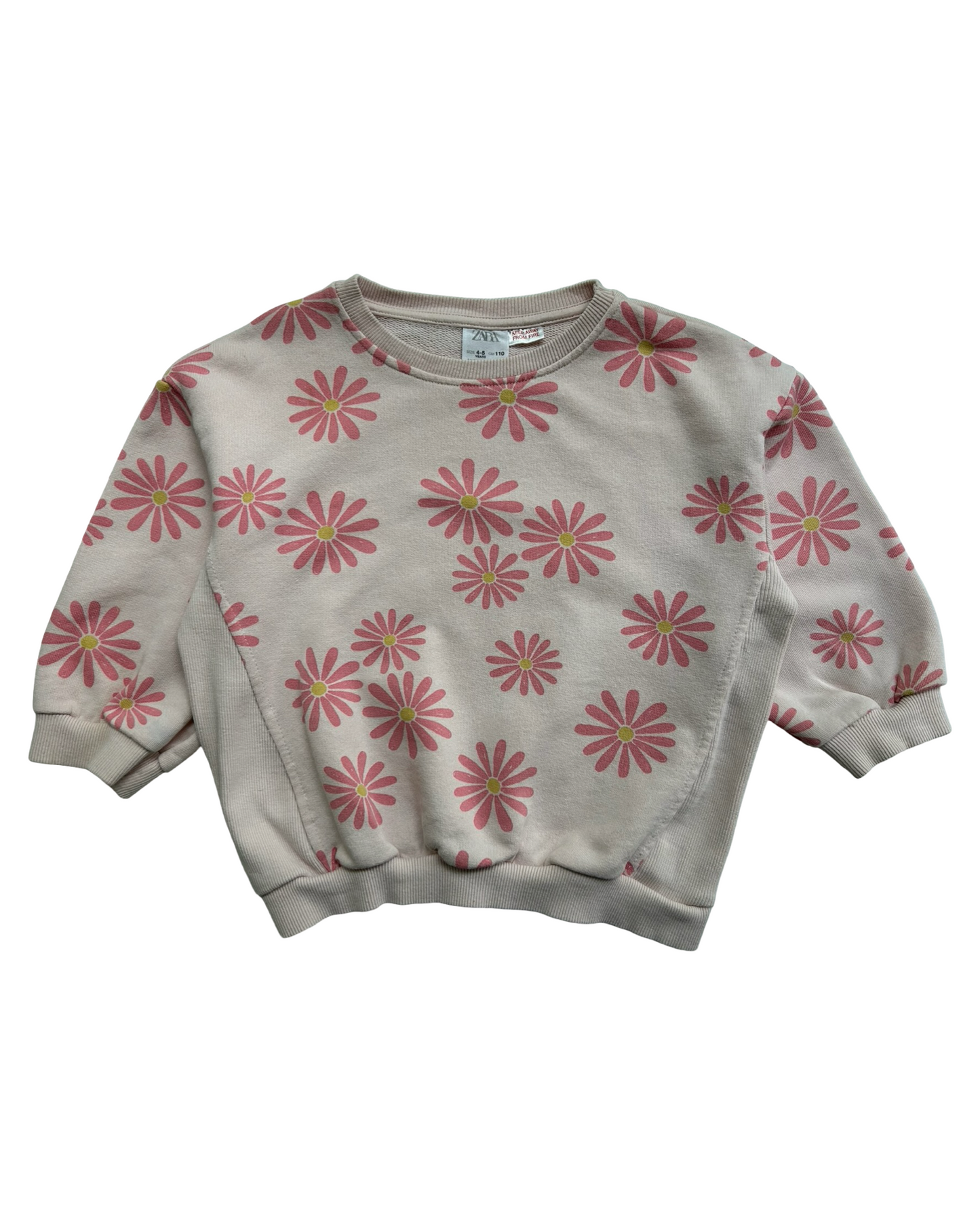 4T-5T  Toddlers Girls Zara Pink Flowers Sweatshirt.