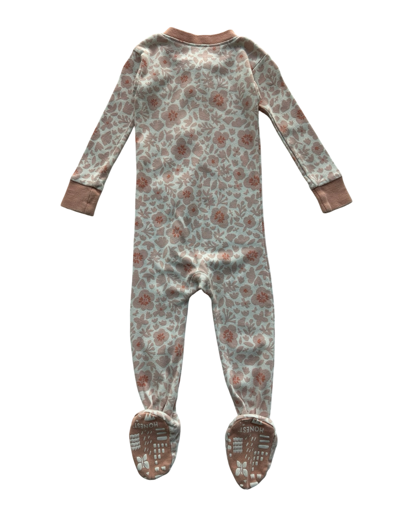 12M Baby Girl Honest Floral Organic Cotton Zip Up Footie Pajama