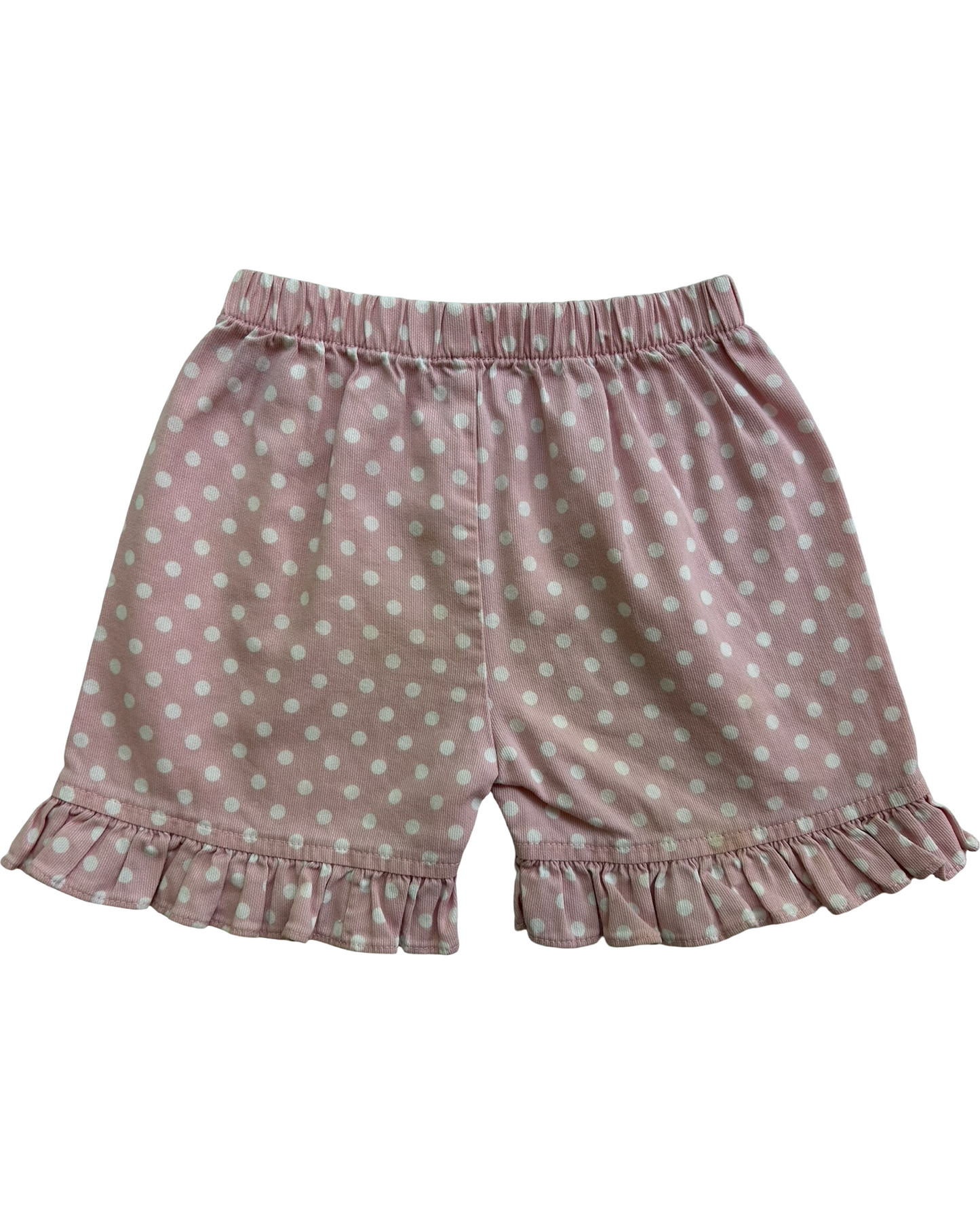 4T Toddlers Girls Boutique Pink Knit Polka Dot Short With Ruffle.
