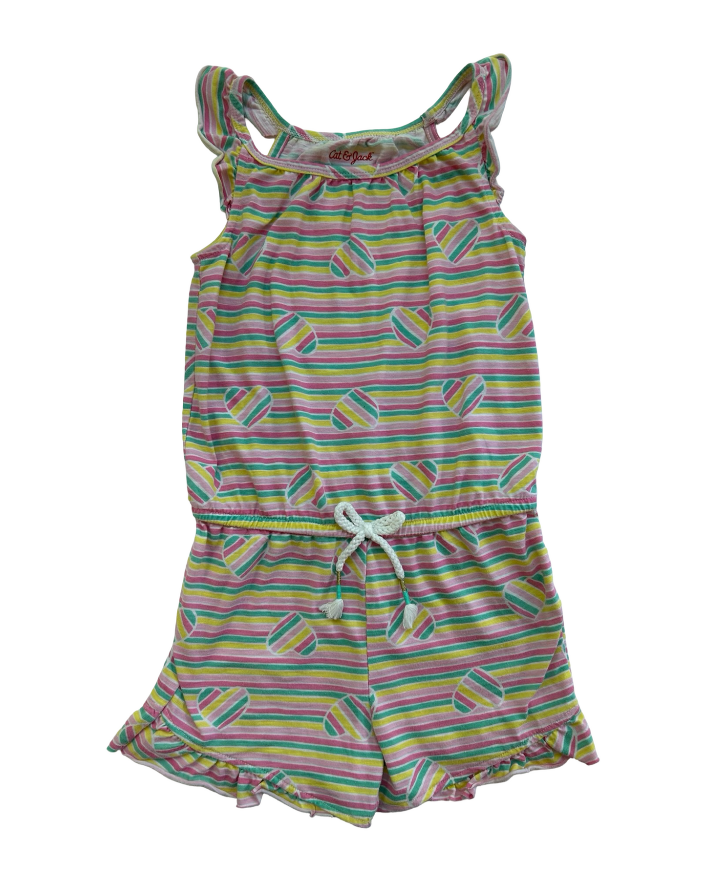 4T / 5T Toddler Girls Cat & Jack Striped Heart ❤️💖 Romper.
