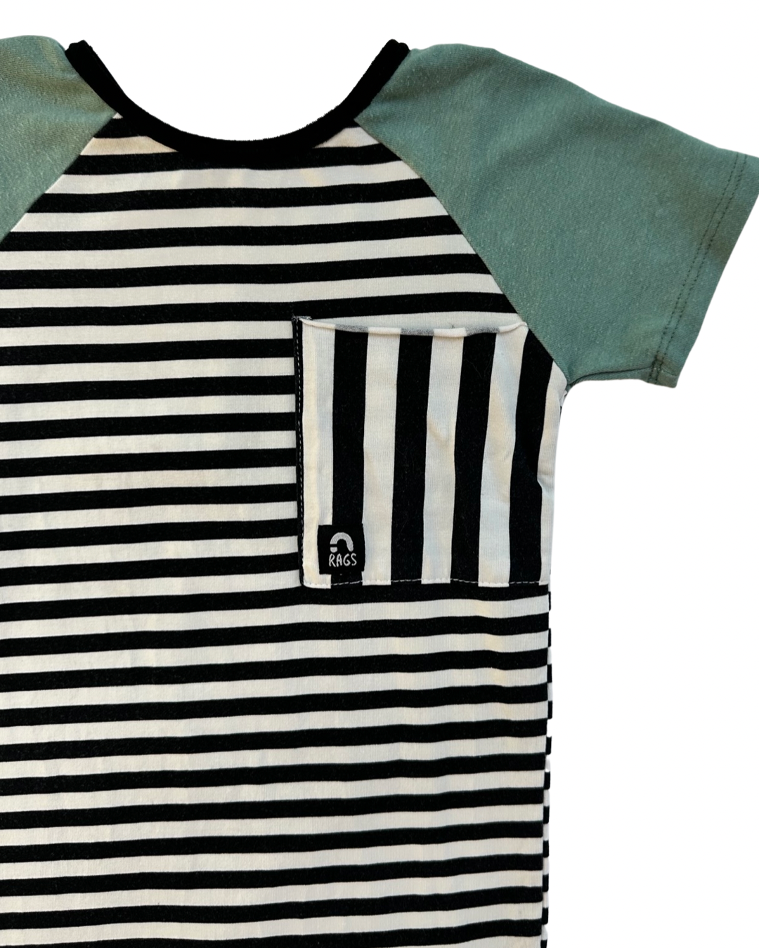 18-24M Baby Boy RAGS to Raches Black & White Striped Romper