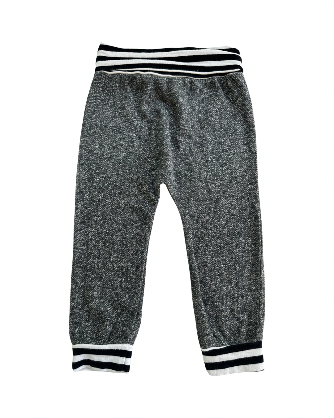 12-18M Baby Boy Gray Hip Baby Jogger Set with Black / White Striped Detail