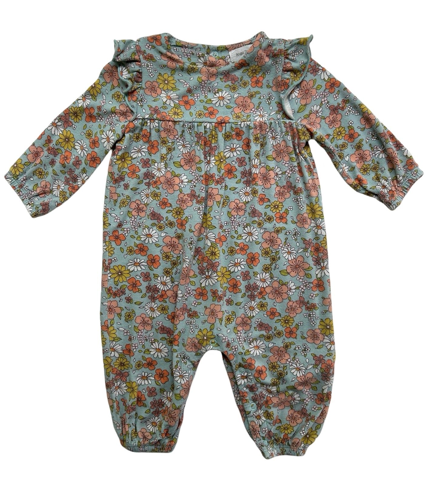 0-3M Angel Dear Baby Girl’s Vintage Garden Ruffle Sleeve Romper.