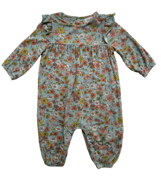 0-3M Angel Dear Baby Girl’s Vintage Garden Ruffle Sleeve Romper.