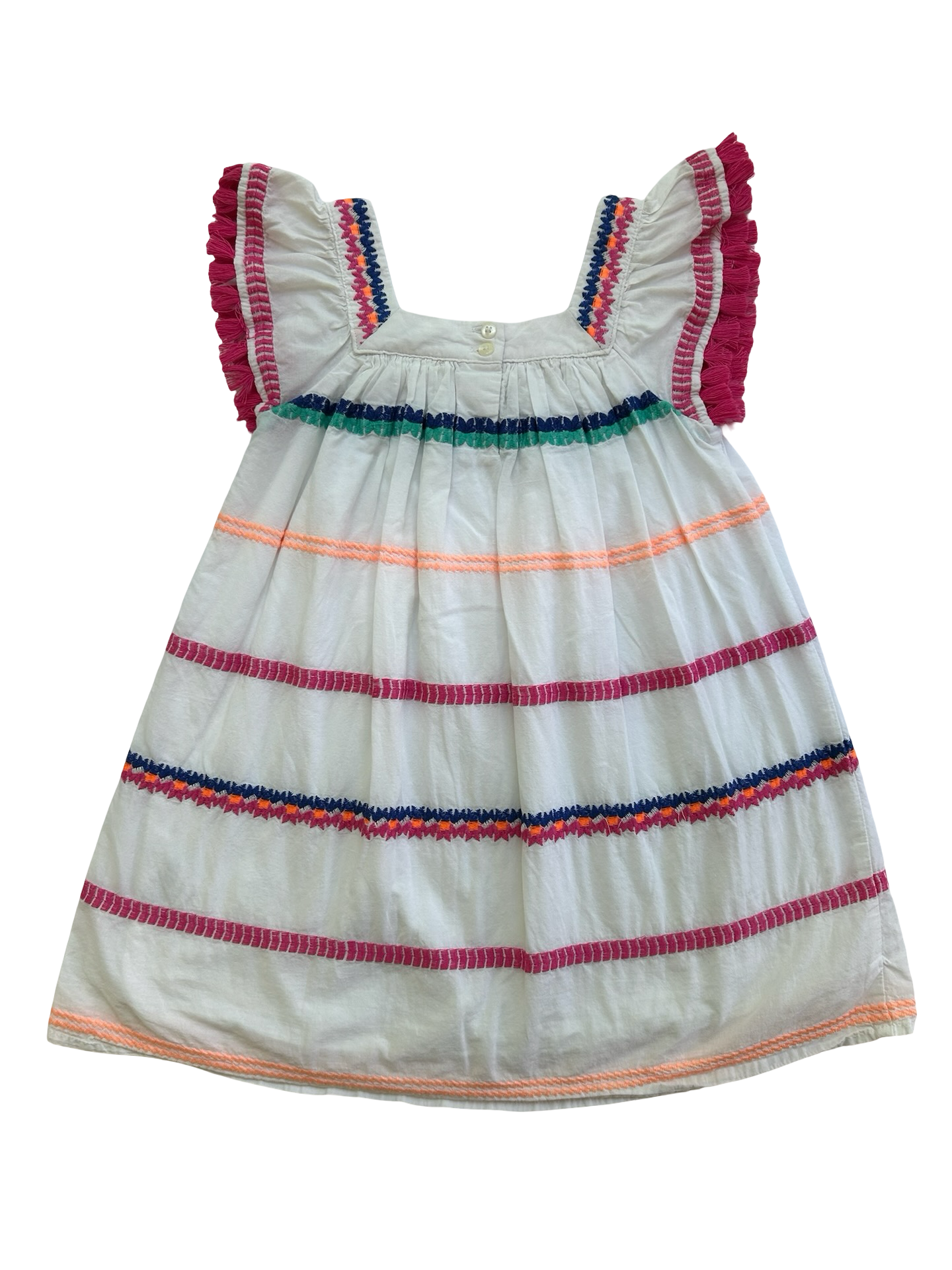 XS 4T-5T  Toddlers Girls Bohemian Tassel Embroidered Summer Dress.