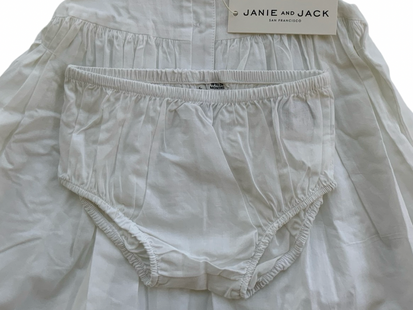 18-24M Baby Girls Janie & Jack Crips Pleating To The Ruffle, Zig-Zag Details And Diaper Cover 2 Pieces Set