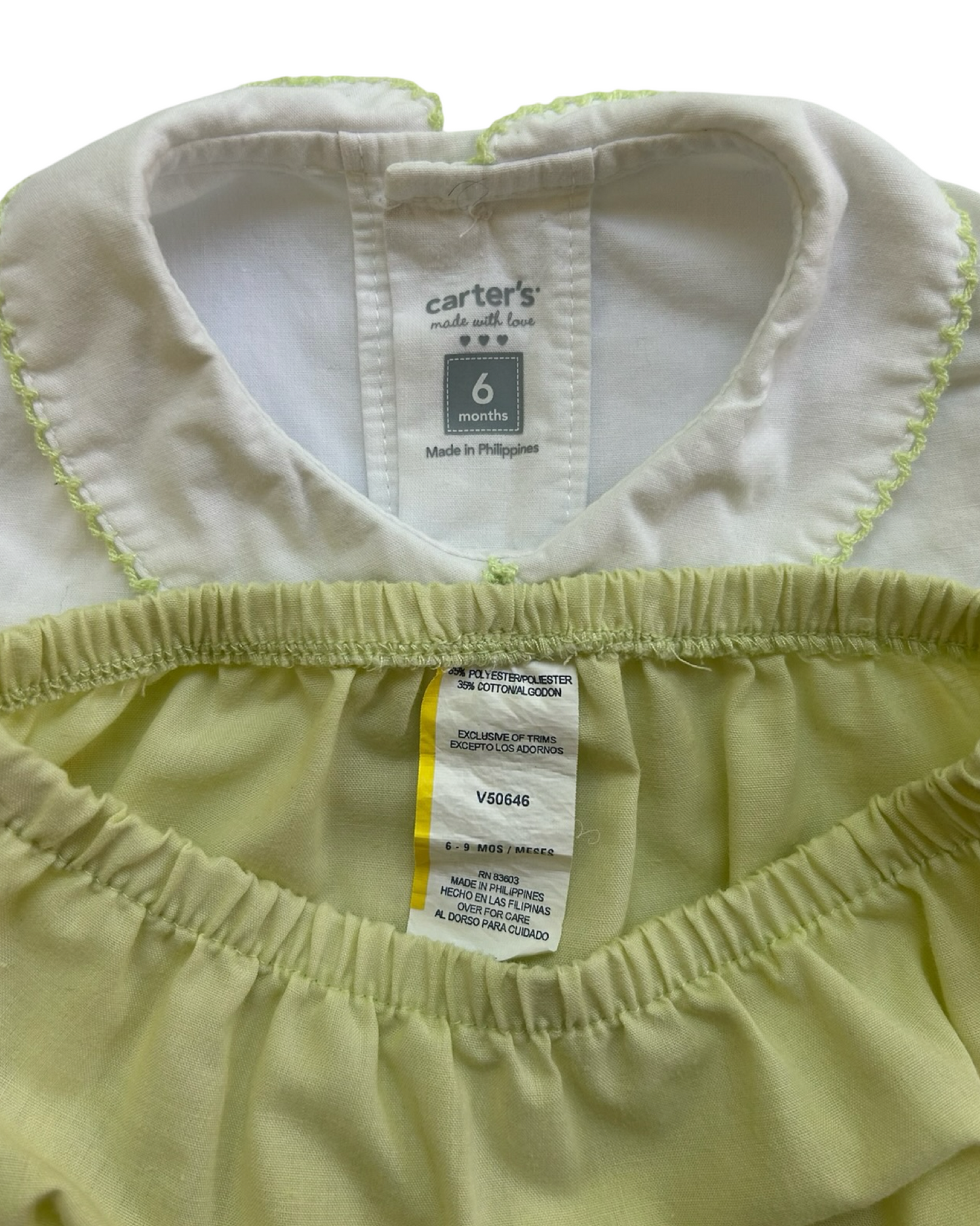 6M Baby Girls Carter’s Vintage Smocked And Embroidered 🌼 Dress / Diaper Cover 2 Piece Set