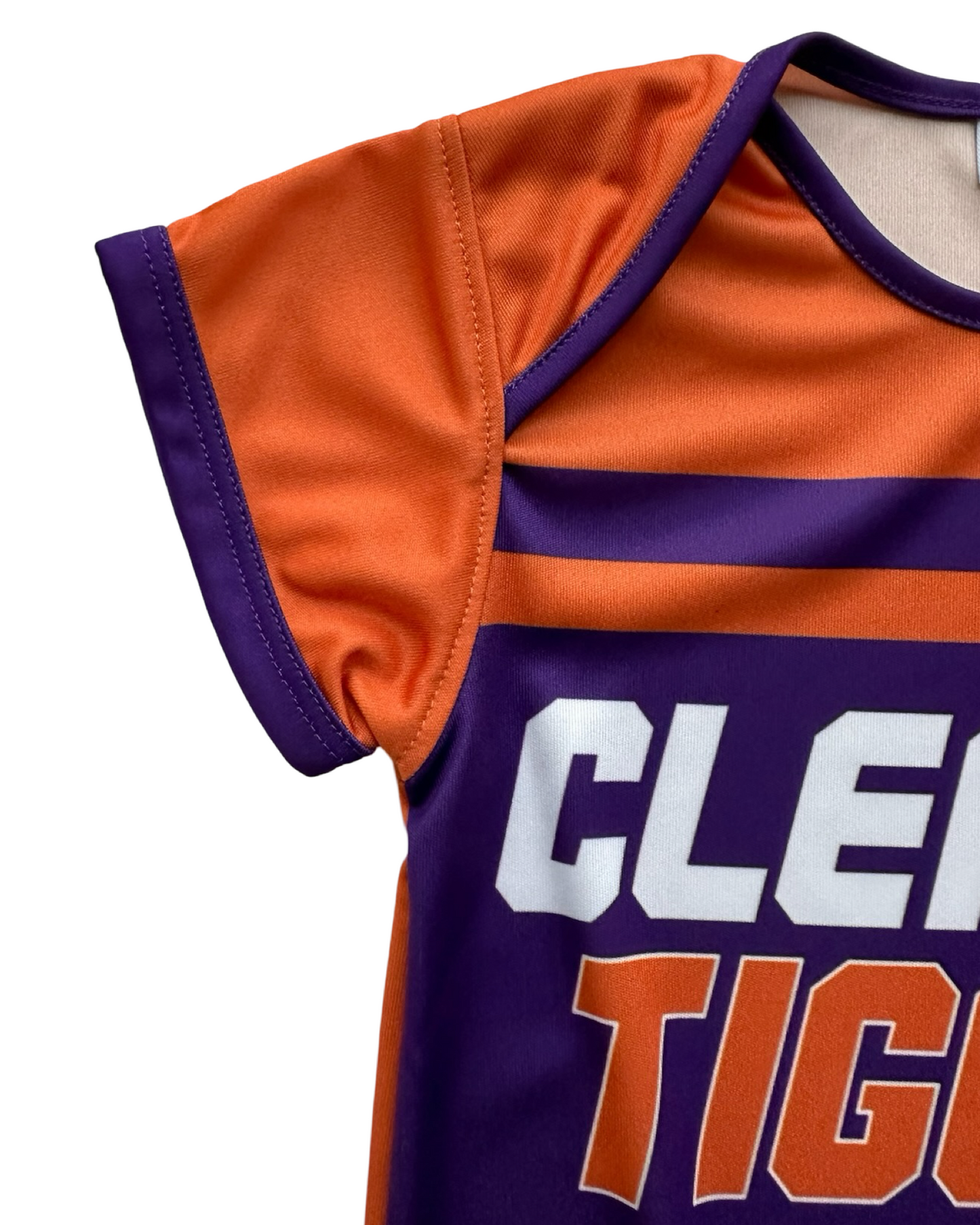12M Baby Boys Vive La Fete Clemson Tigers Big Logo Striped Short Sleeve Jumpsuit.