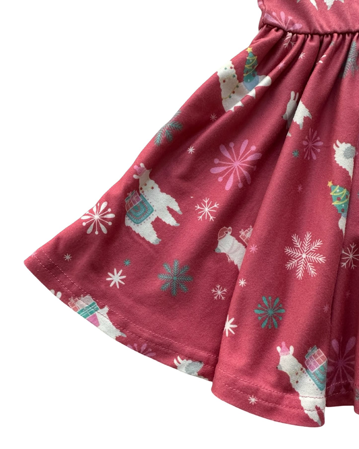 2T Toddler Girl Dot Dot Smile Holiday Llama Tier Dress