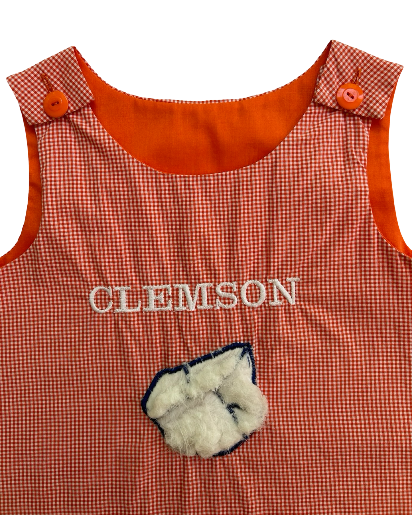3T Toddler Girls Clemson Gingham Dress / Bubble Short 2 Piece Set.