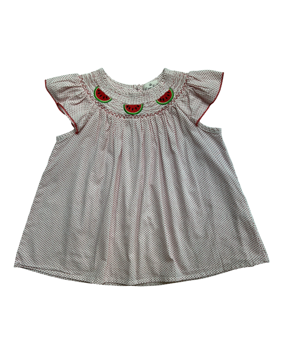 XL 6T Toddler Girls Marie Nicole Clothing Set 3 Piece, Dots Watermelon 🍉 Embroidered Dress, Cow Appliqué Dress And Red Ruffle Shorts.