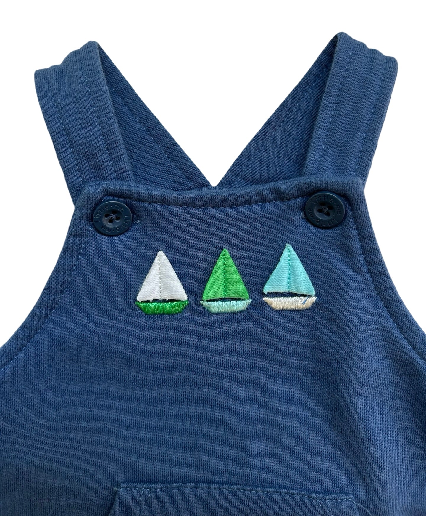6M Baby Boys Overall Blue Design Of Sailboats Romper