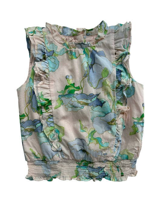 5T Toddlers Girls Janie and Jack Floral Smocked Ruffle Top.