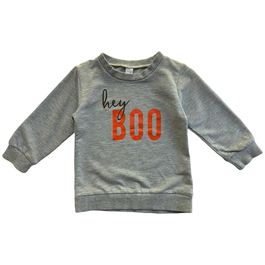 3T Toddler Boy Girl Gray Hey Boo Fall Halloween Sweatshirt