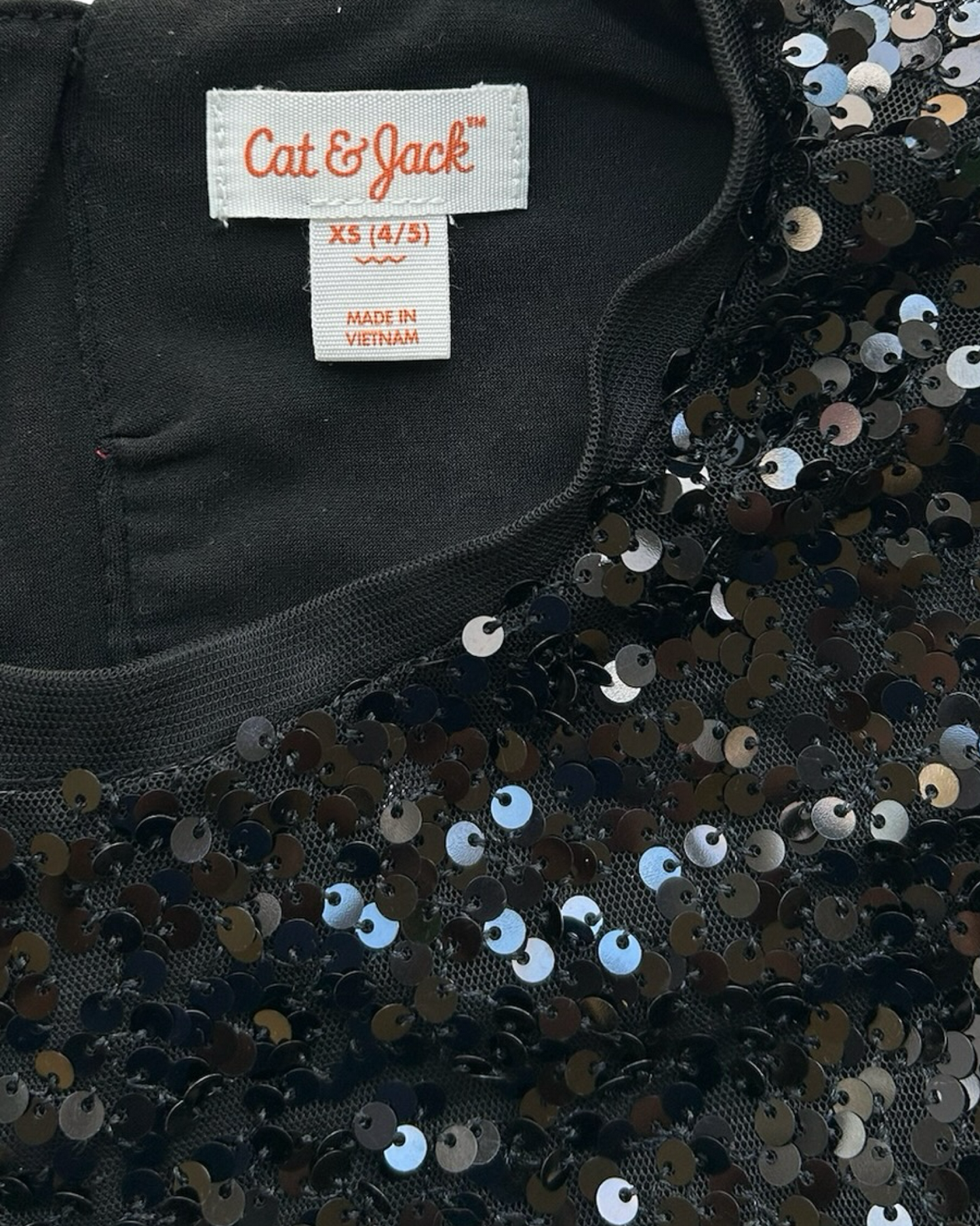 4T / 5T Toddler Girls Cat & Jack Sequins Black Short Sleeve Party Dress.