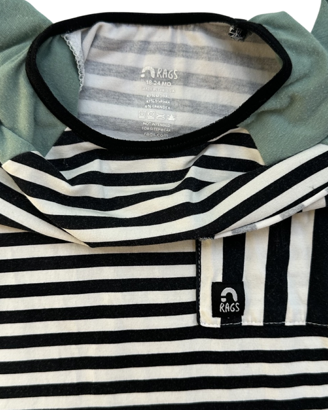 18-24M Baby Boy RAGS to Raches Black & White Striped Romper