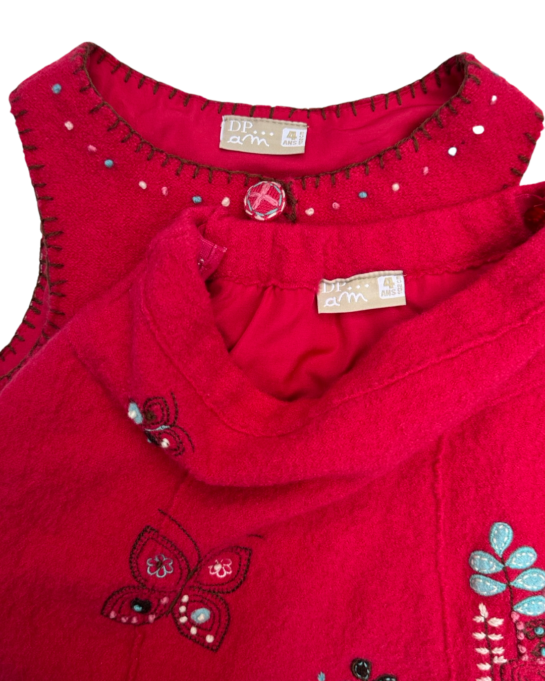 4T Toddler Girl DPAM Pink Wool Embroidered Vest and Matching Skirt