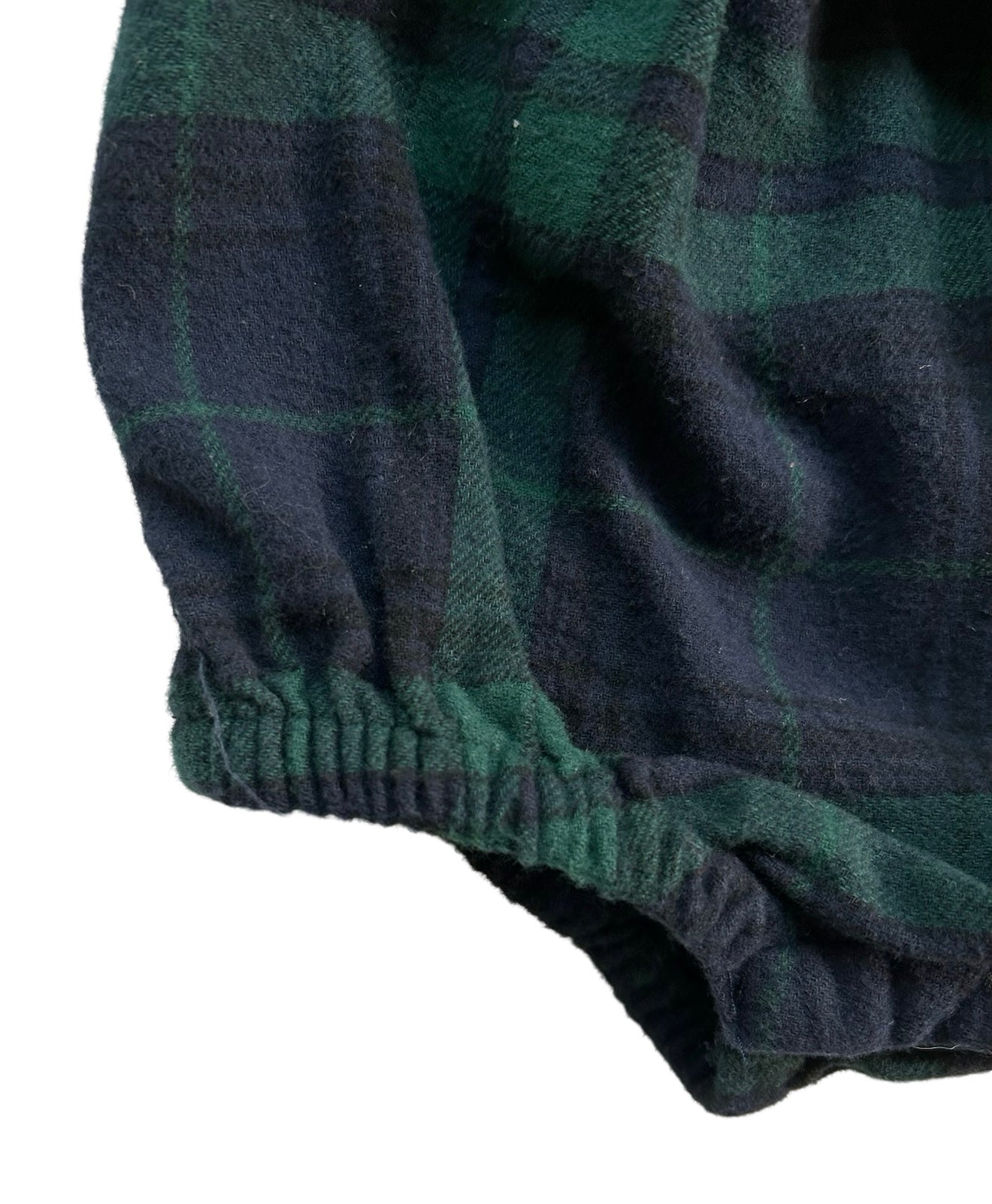 6M-12M Baby Girl Old Navy Green / Blue Plaid Christmas Flannel Bubble Romper One Piece