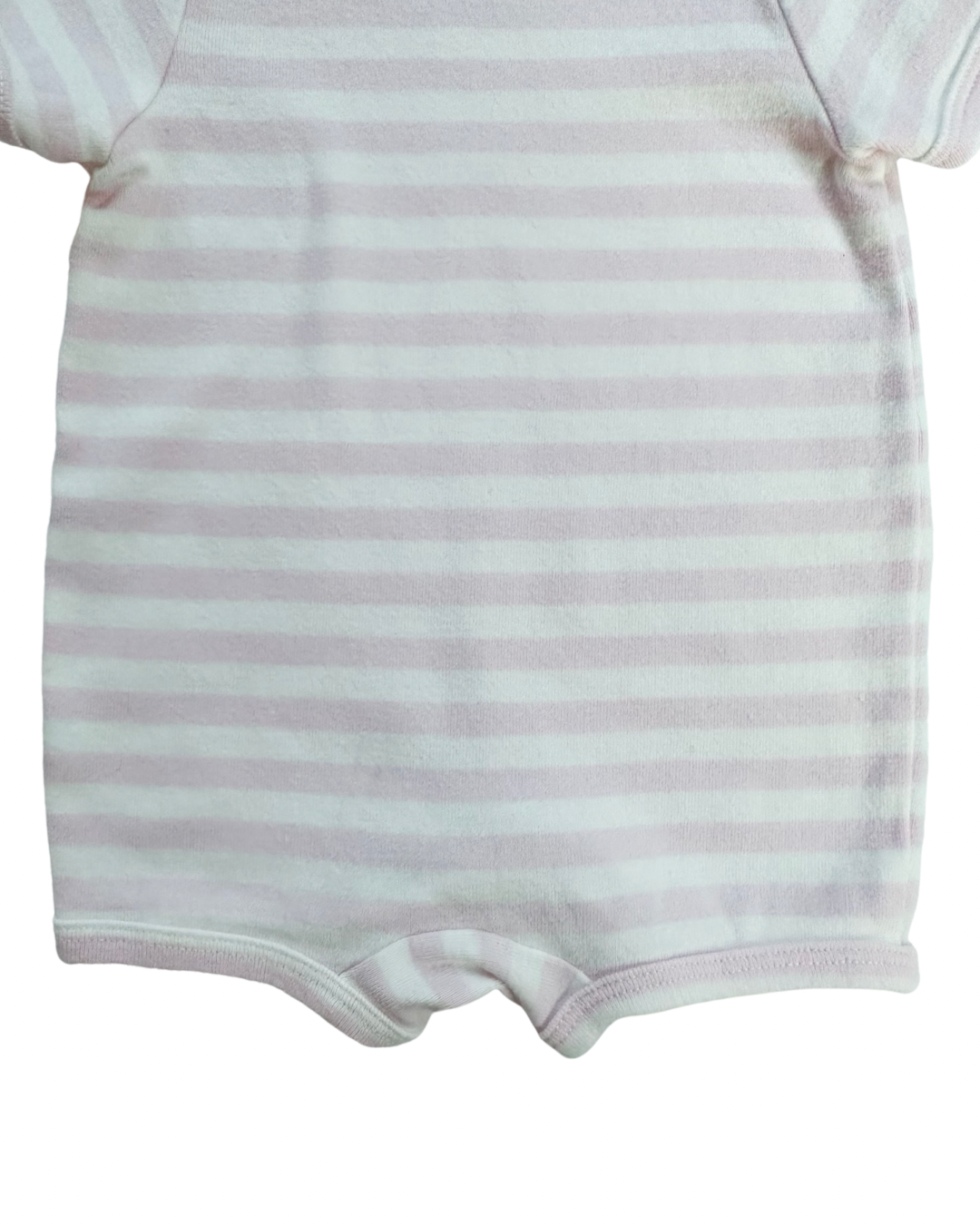 0-3M Baby Girl Pink & White Striped Primary Romper