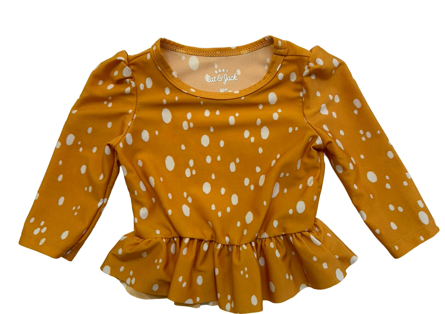 3M-6M Baby Girls Cat & Jack Long Sleeve Ruffle Swimsuit Set 2 Pieces.