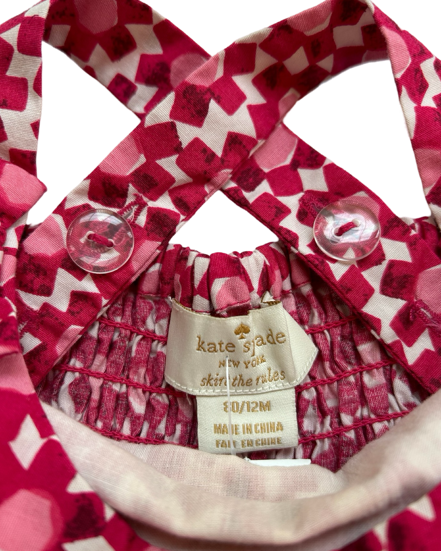 12M Baby Girl Girl Kate Spade Pink Geometric Flower Dress White / Pink