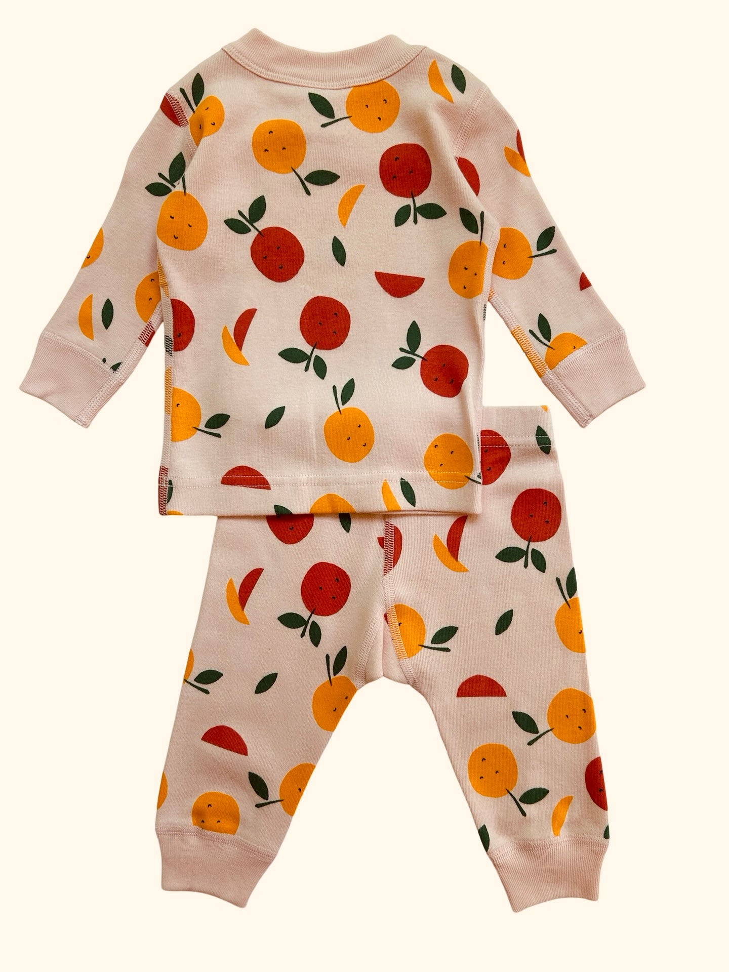 0M-3M Hanna Andersson Baby Girls Citrus Print Long Sleeve Pajamas 2 Pieces Set. NWT