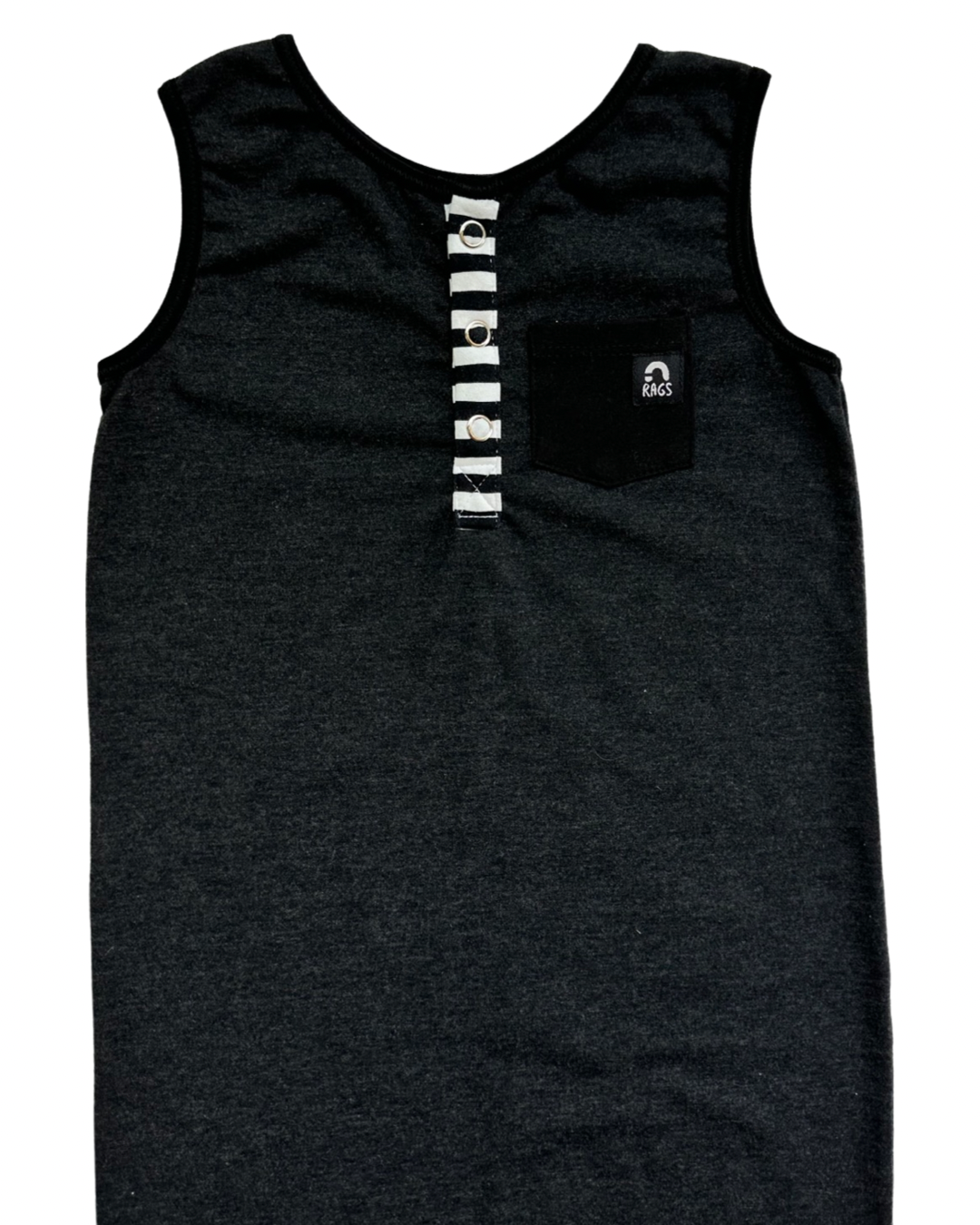 2T Toddler Boy RAGS to Raches Dark Charcoal Tank Romper