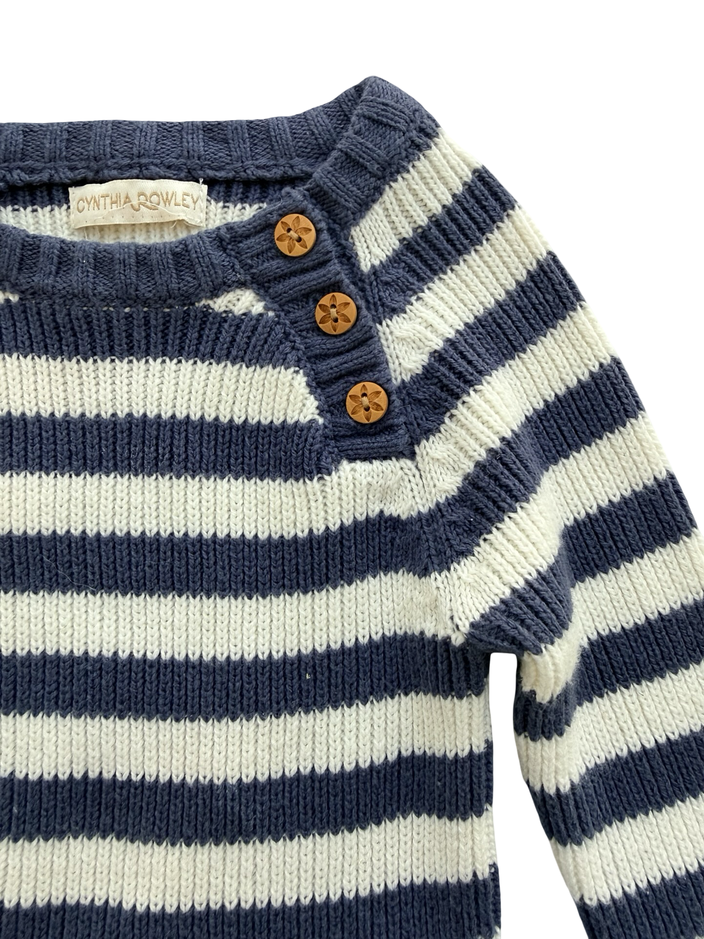 3T Toddler Girl Cynthia Rowley Blue / White Striped Sweater Fox Dress